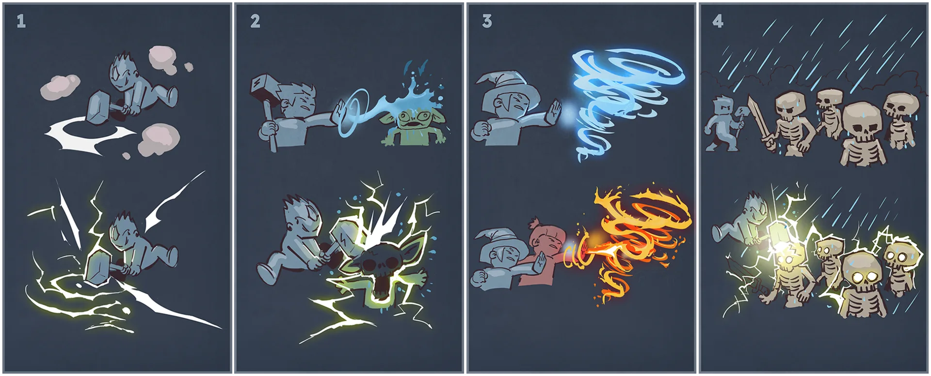 Concept panels showing ability runes changed by modifier runes