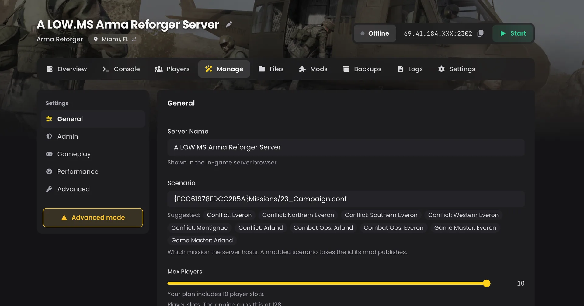 Searching the Reforger Workshop from the Mods tab