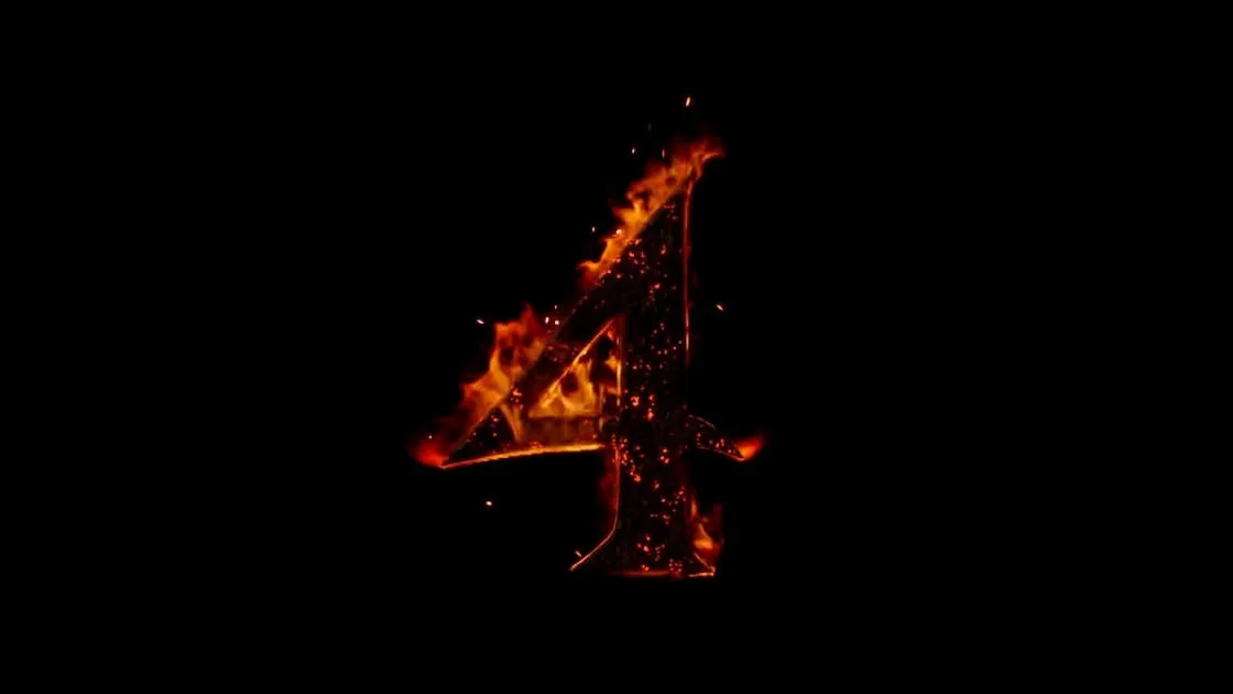 A burning numeral 4 on a black background, from Jagex's RS4 announcement